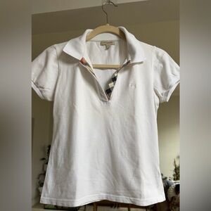 Burberry Ivory Polo with Signature Check Trim